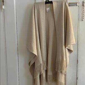 Elegant Cream Fringe Shawl